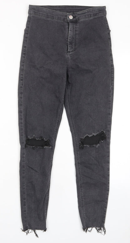 Topshop Womens Grey Cotton Skinny Jeans Size 28 in L30 in Regular Zip - Pockets