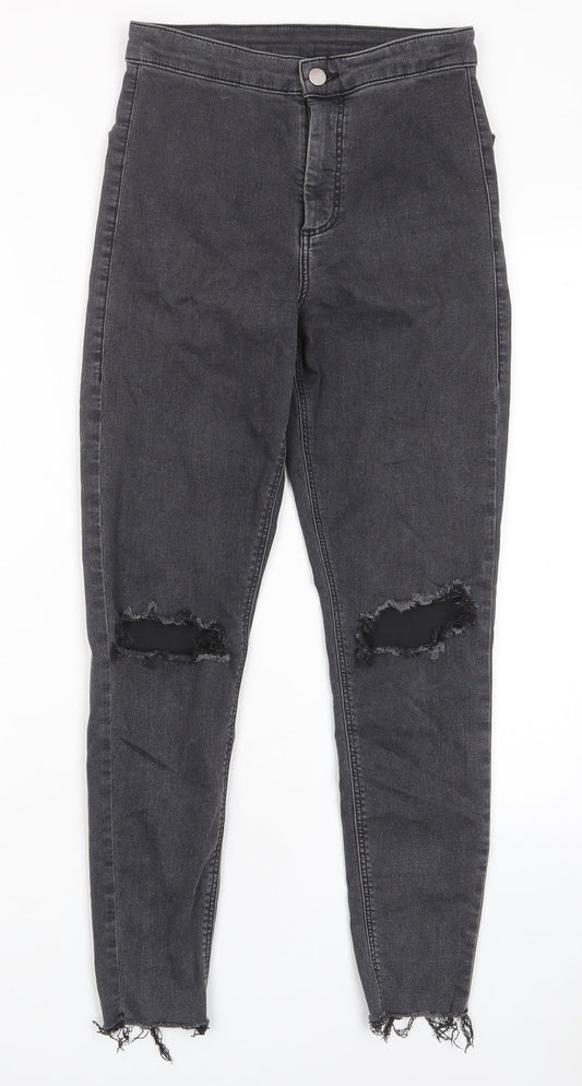 Topshop Womens Grey Cotton Skinny Jeans Size 28 in L30 in Regular Zip - Pockets