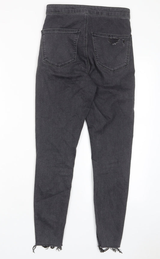 Topshop Womens Grey Cotton Skinny Jeans Size 28 in L30 in Regular Zip - Pockets