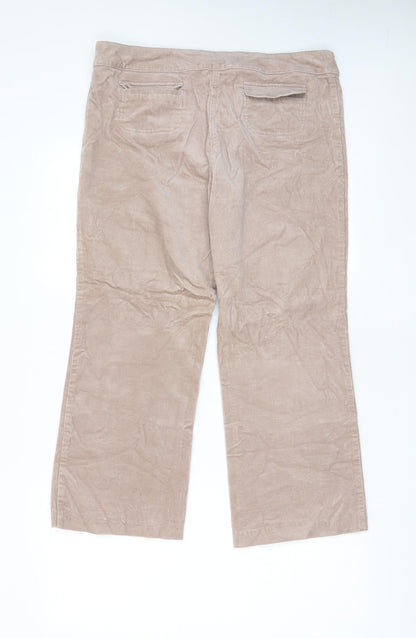 C.M.D Womens Beige Cotton Trousers Size 14 L25 in Regular Hook & Eye - Pockets