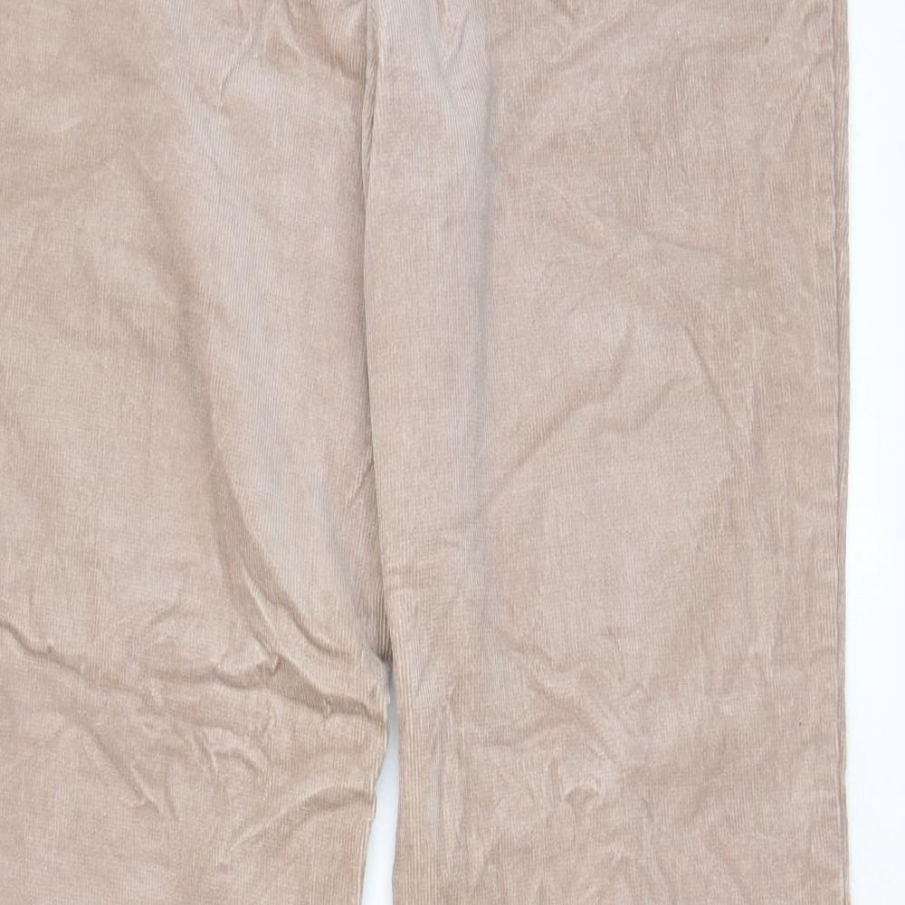 C.M.D Womens Beige Cotton Trousers Size 14 L25 in Regular Hook & Eye - Pockets