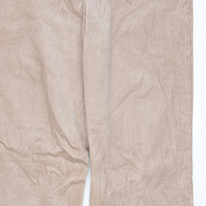 C.M.D Womens Beige Cotton Trousers Size 14 L25 in Regular Hook & Eye - Pockets