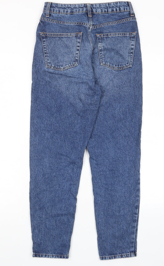 Topshop Womens Blue Cotton Straight Jeans Size 25 in L30 in Regular Zip - Pockets