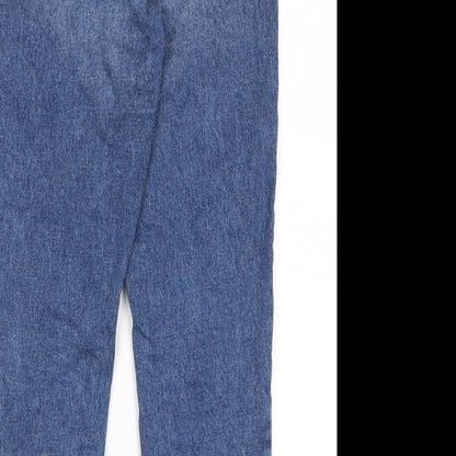 Topshop Womens Blue Cotton Straight Jeans Size 25 in L30 in Regular Zip - Pockets