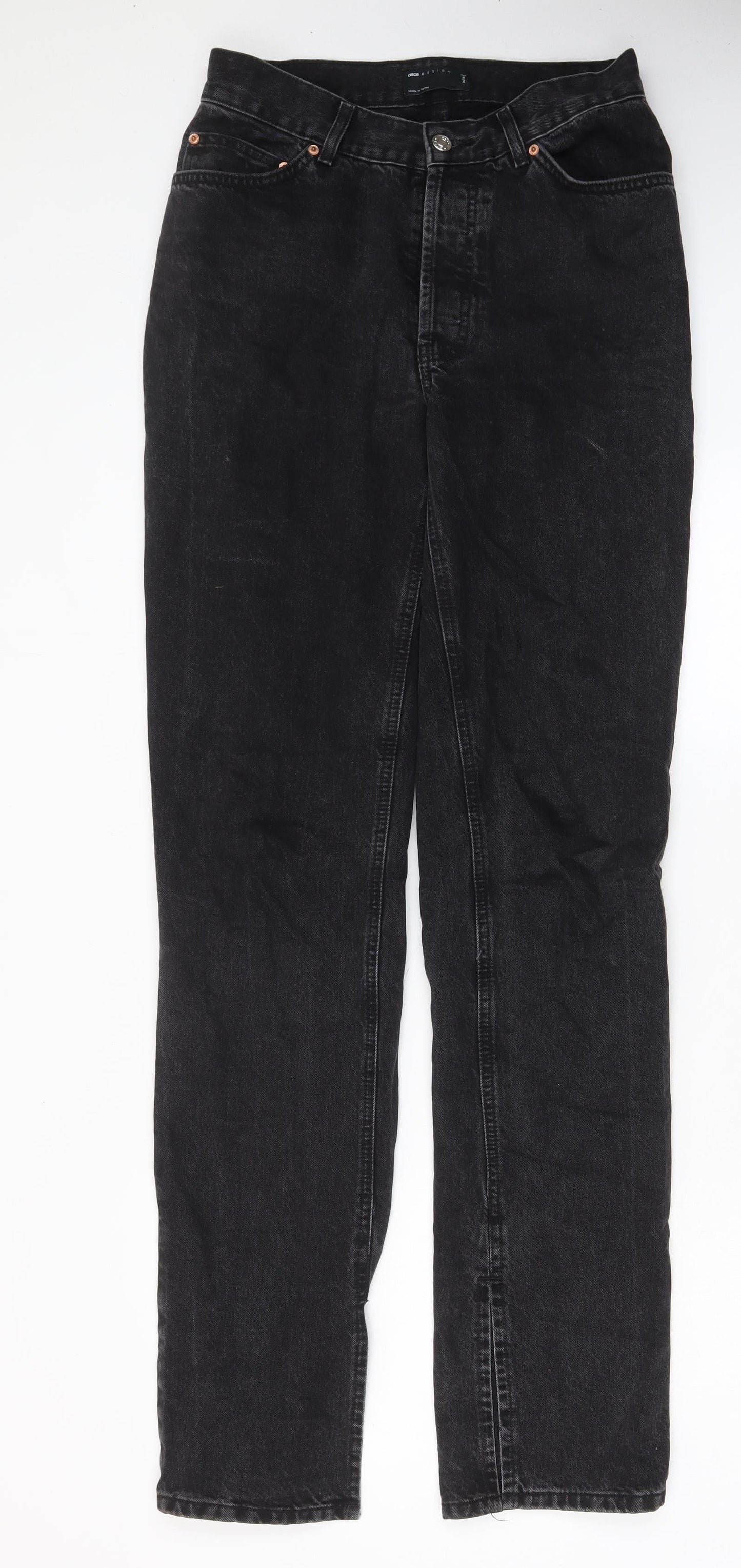 ASOS Womens Black Cotton Straight Jeans Size 26 in L36 in Regular Zip - Pockets