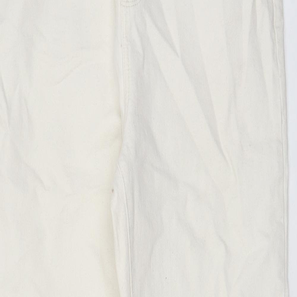 Denim & Co. Womens Ivory Cotton Straight Jeans Size 16 L29 in Regular Zip - Pockets