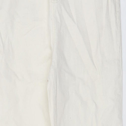 Denim & Co. Womens Ivory Cotton Straight Jeans Size 16 L29 in Regular Zip - Pockets