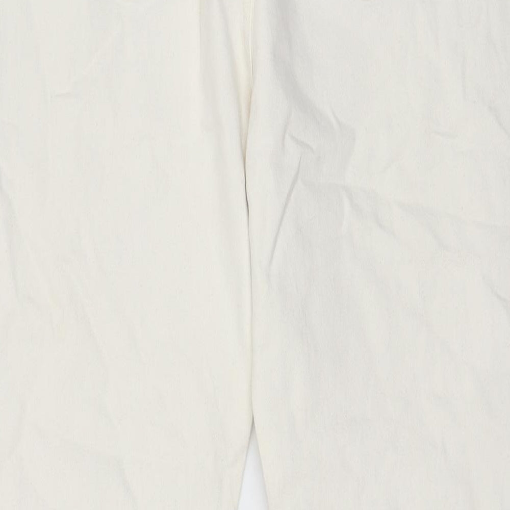 Denim & Co. Womens Ivory Cotton Straight Jeans Size 16 L29 in Regular Zip - Pockets