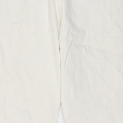 Denim & Co. Womens Ivory Cotton Straight Jeans Size 16 L29 in Regular Zip - Pockets