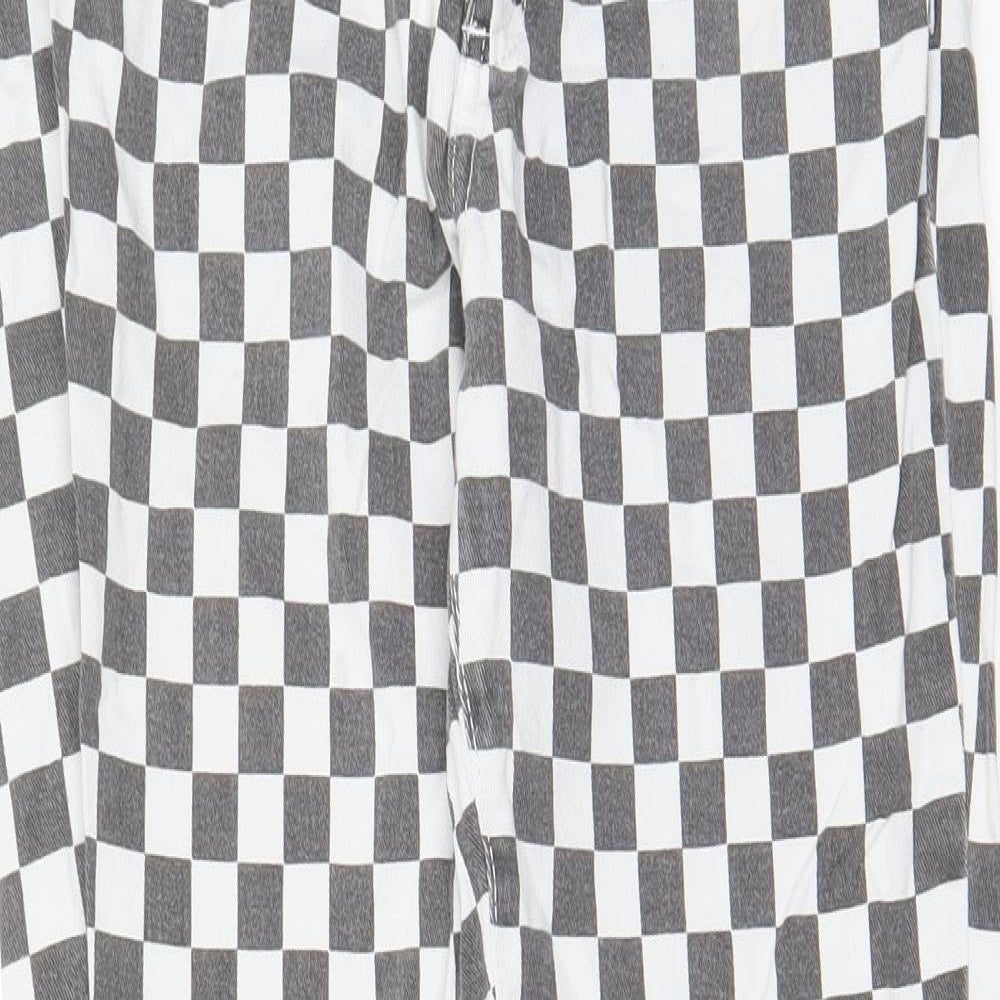 Pull&Bear Womens Grey Check Cotton Straight Jeans Size 30 in L28 in Regular Zip - Pockets