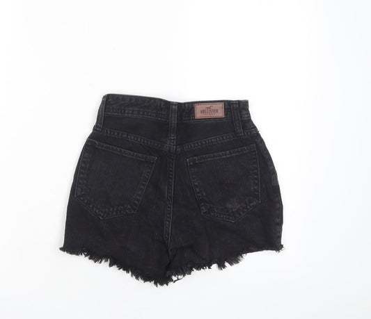 Hollister Womens Black Cotton Cut-Off Shorts Size 23 in L3 in Regular Zip - Distressed, Pockets