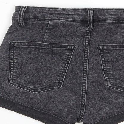Bershka Womens Grey Cotton Boyfriend Shorts Size 6 Regular Zip - Pockets
