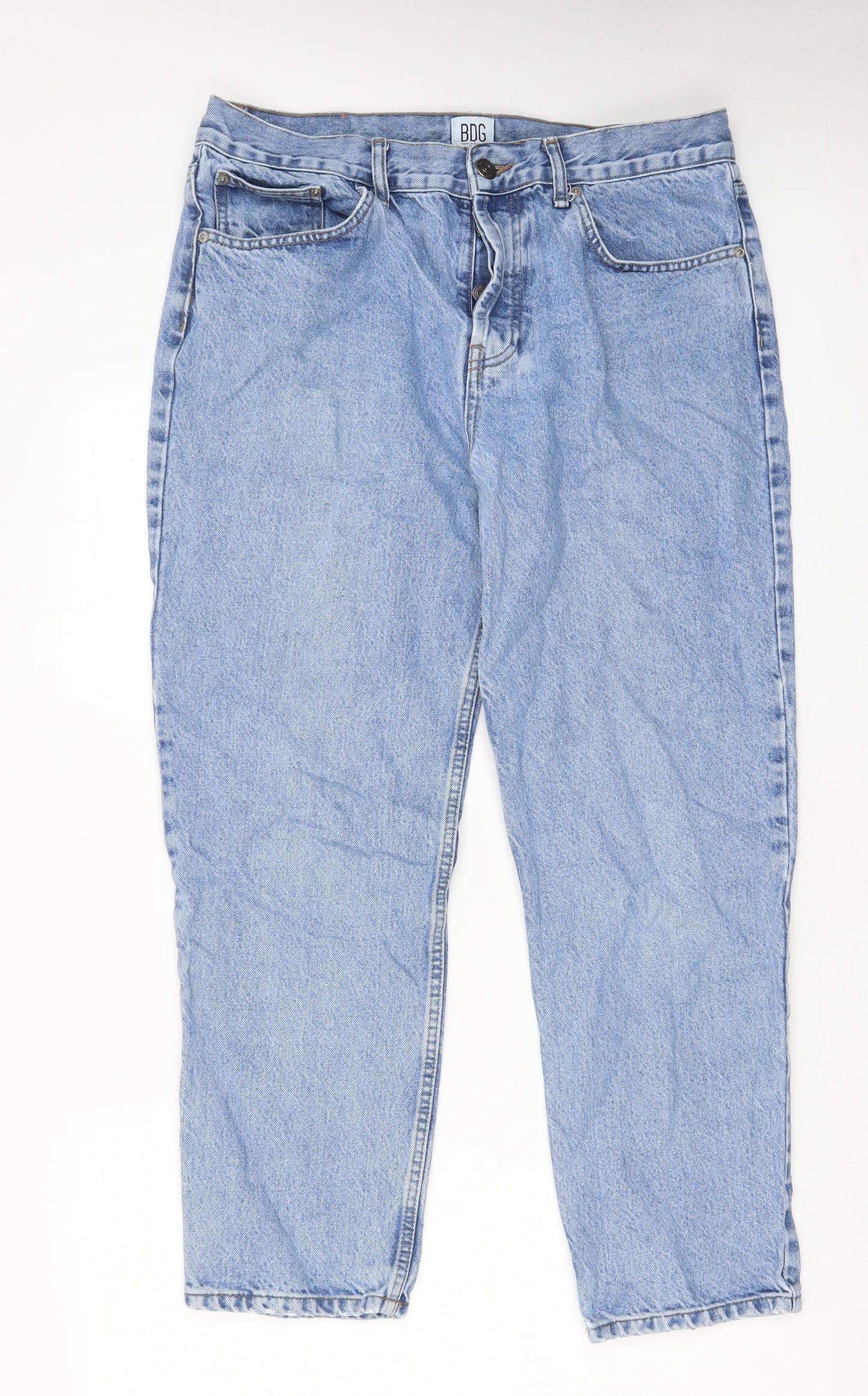 BDG Womens Blue Cotton Boyfriend Jeans Size 34 in L32 in Regular Button - Pockets