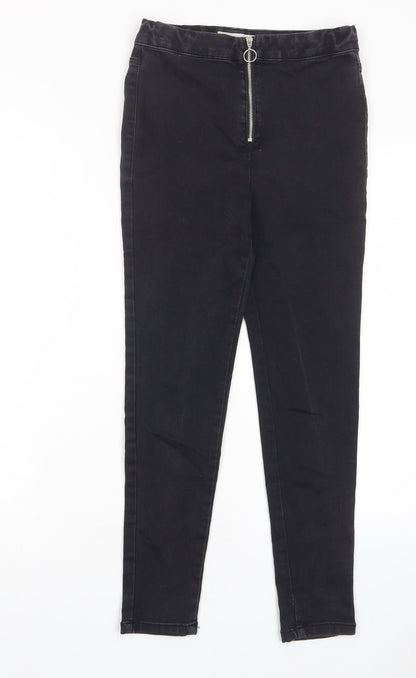 Denim & Co. Girls Grey Cotton Skinny Jeans Size 12-13 Years L26 in Regular Zip - Pockets, Adjustable Waist