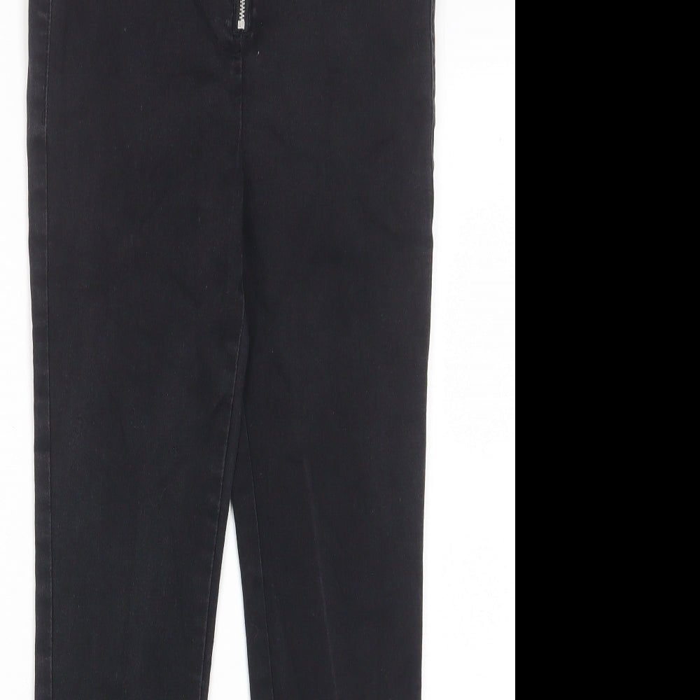 Denim & Co. Girls Grey Cotton Skinny Jeans Size 12-13 Years L26 in Regular Zip - Pockets, Adjustable Waist