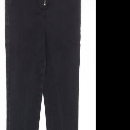 Denim & Co. Girls Grey Cotton Skinny Jeans Size 12-13 Years L26 in Regular Zip - Pockets, Adjustable Waist