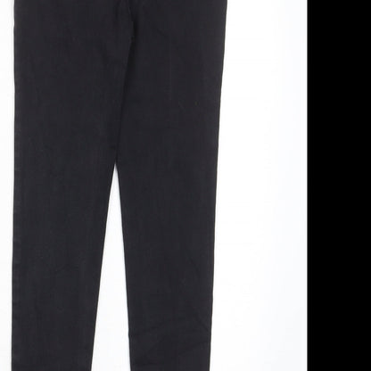 Denim & Co. Girls Grey Cotton Skinny Jeans Size 12-13 Years L26 in Regular Zip - Pockets, Adjustable Waist