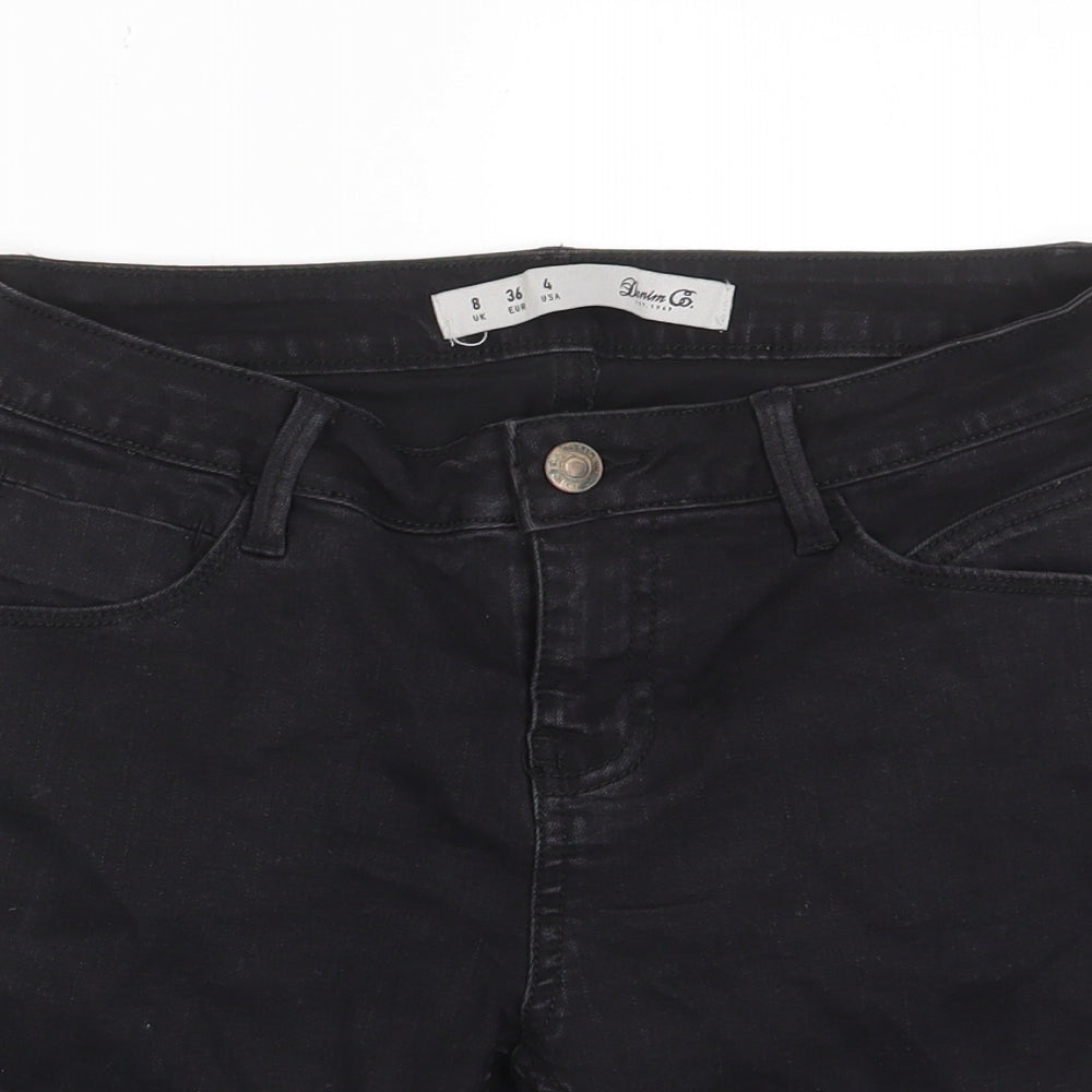 Denim & Co. Womens Black Cotton Bermuda Shorts Size 8 L9 in Regular Zip - Pockets