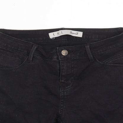 Denim & Co. Womens Black Cotton Bermuda Shorts Size 8 L9 in Regular Zip - Pockets