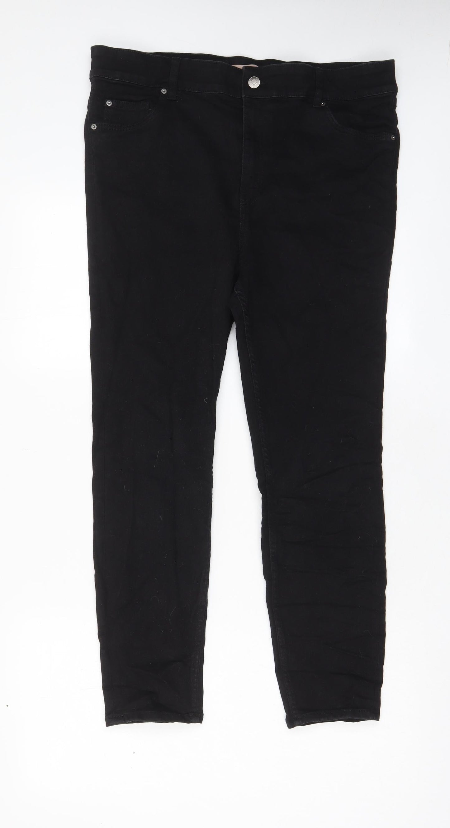 Womens UK Size XL H&M Regular Fit Skinny Black Jeans