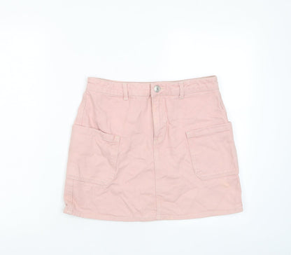 BDG Womens Pink Cotton A-Line Skirt Size M Zip - Pockets