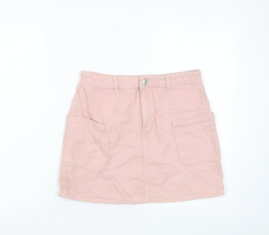 BDG Womens Pink Cotton A-Line Skirt Size M Zip - Pockets
