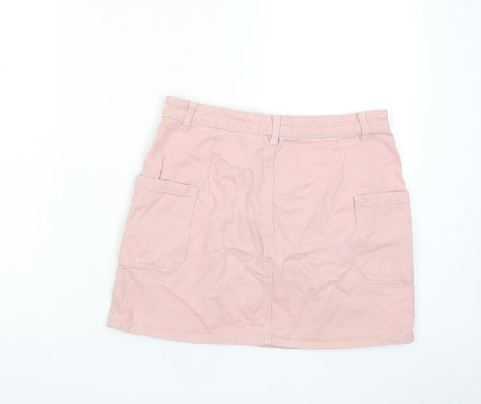 BDG Womens Pink Cotton A-Line Skirt Size M Zip - Pockets