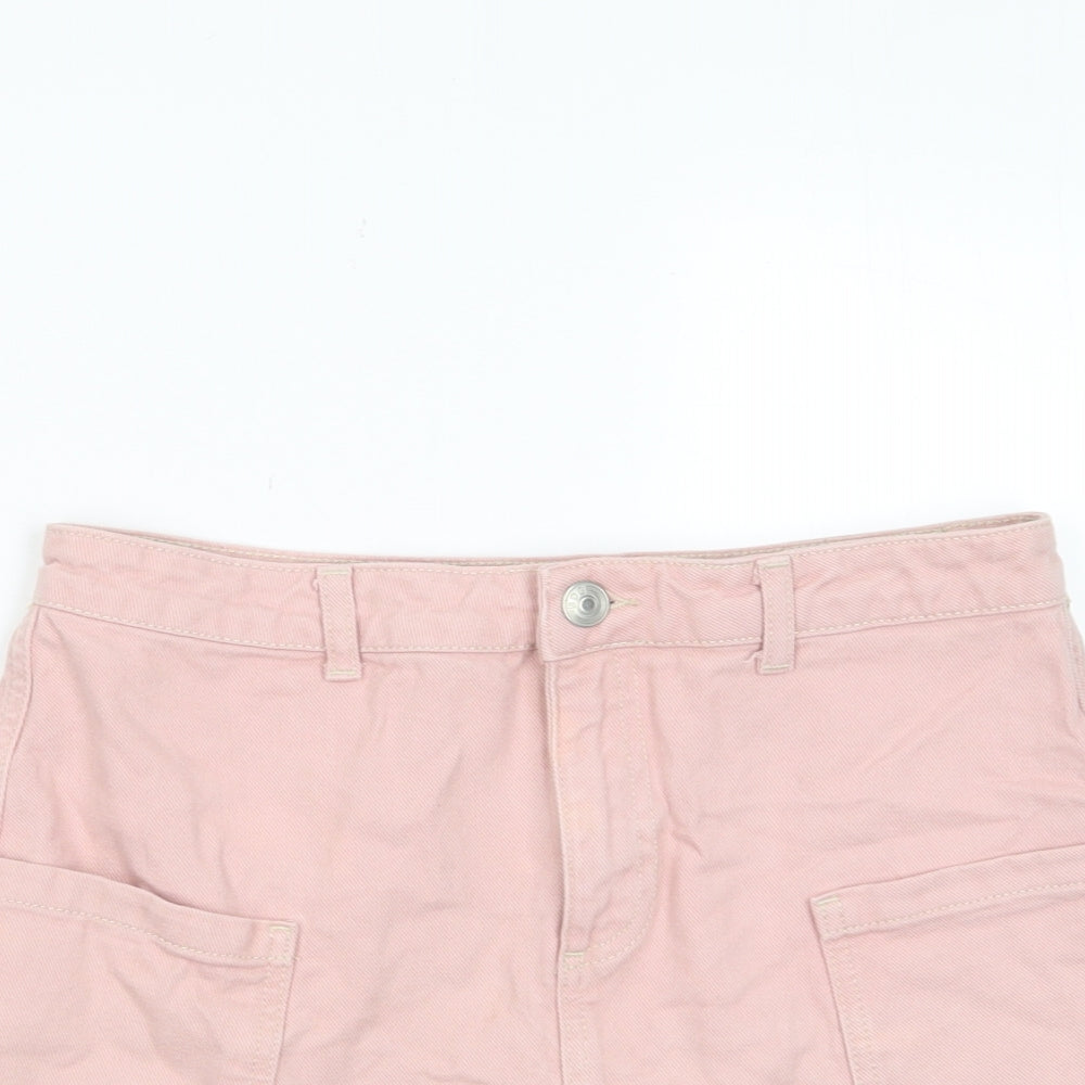 BDG Womens Pink Cotton A-Line Skirt Size M Zip - Pockets