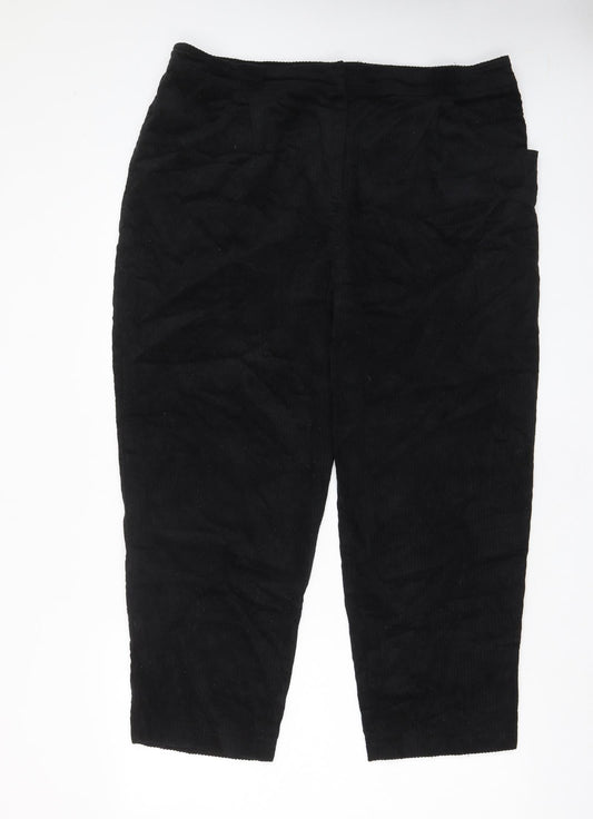Topshop Womens Black Cotton Trousers Size 20 L26 in Regular Zip - Pockets