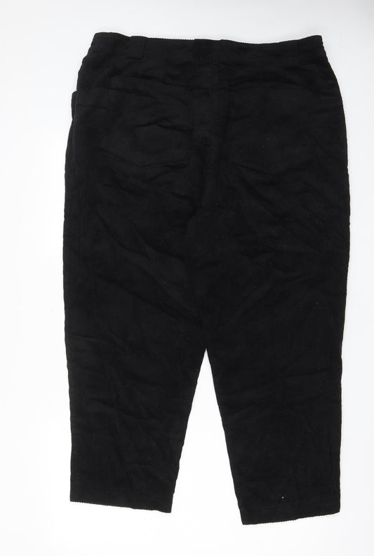 Topshop Womens Black Cotton Trousers Size 20 L26 in Regular Zip - Pockets