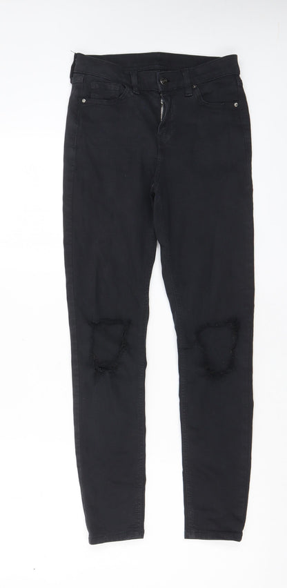Topshop Womens Black Cotton Skinny Jeans Size 26 in L32 in Regular Zip - Pockets