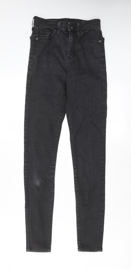 Topshop Womens Grey Cotton Skinny Jeans Size 25 in L34 in Regular Zip - Pockets