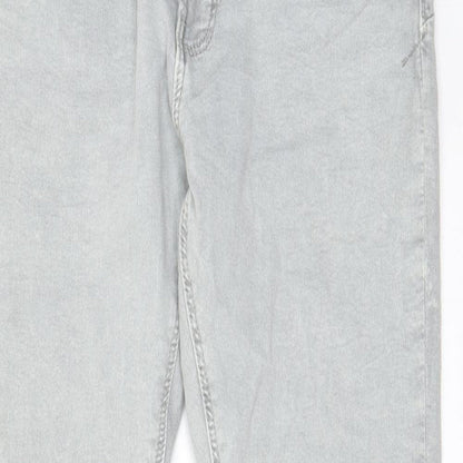 Bershka Womens Grey Cotton Skinny Jeans Size 14 L28 in Regular Zip - Pockets