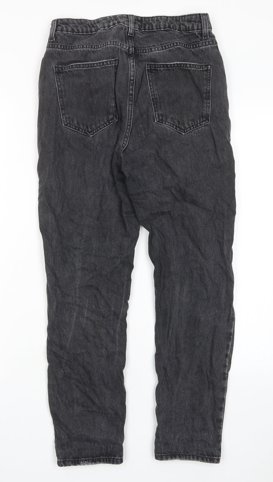 New Look Womens Grey Cotton Mom Jeans Size 8 L26 in Regular Zip - Pockets