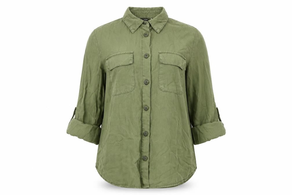 Womens UK Size XS Only Green Basic Button-Up