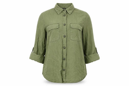 Womens UK Size XS Only Green Basic Button-Up