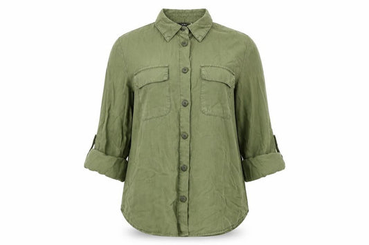 Womens UK Size XS Only Green Basic Button-Up