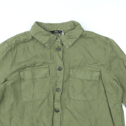 Womens UK Size XS Only Green Basic Button-Up
