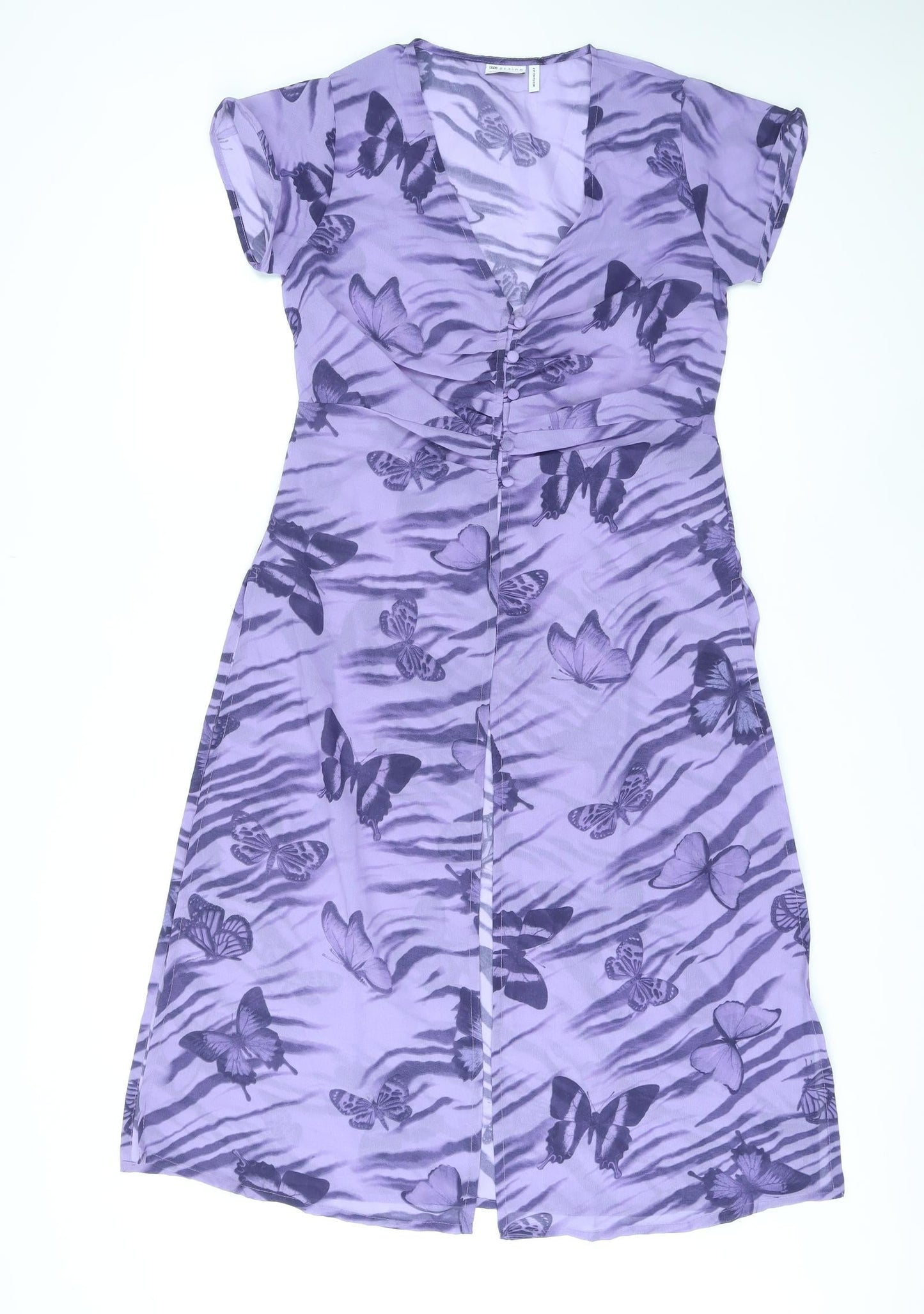 Womens UK Size 12 ASOS Purple Tunic Button-Up