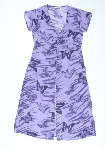 Womens UK Size 12 ASOS Purple Tunic Button-Up