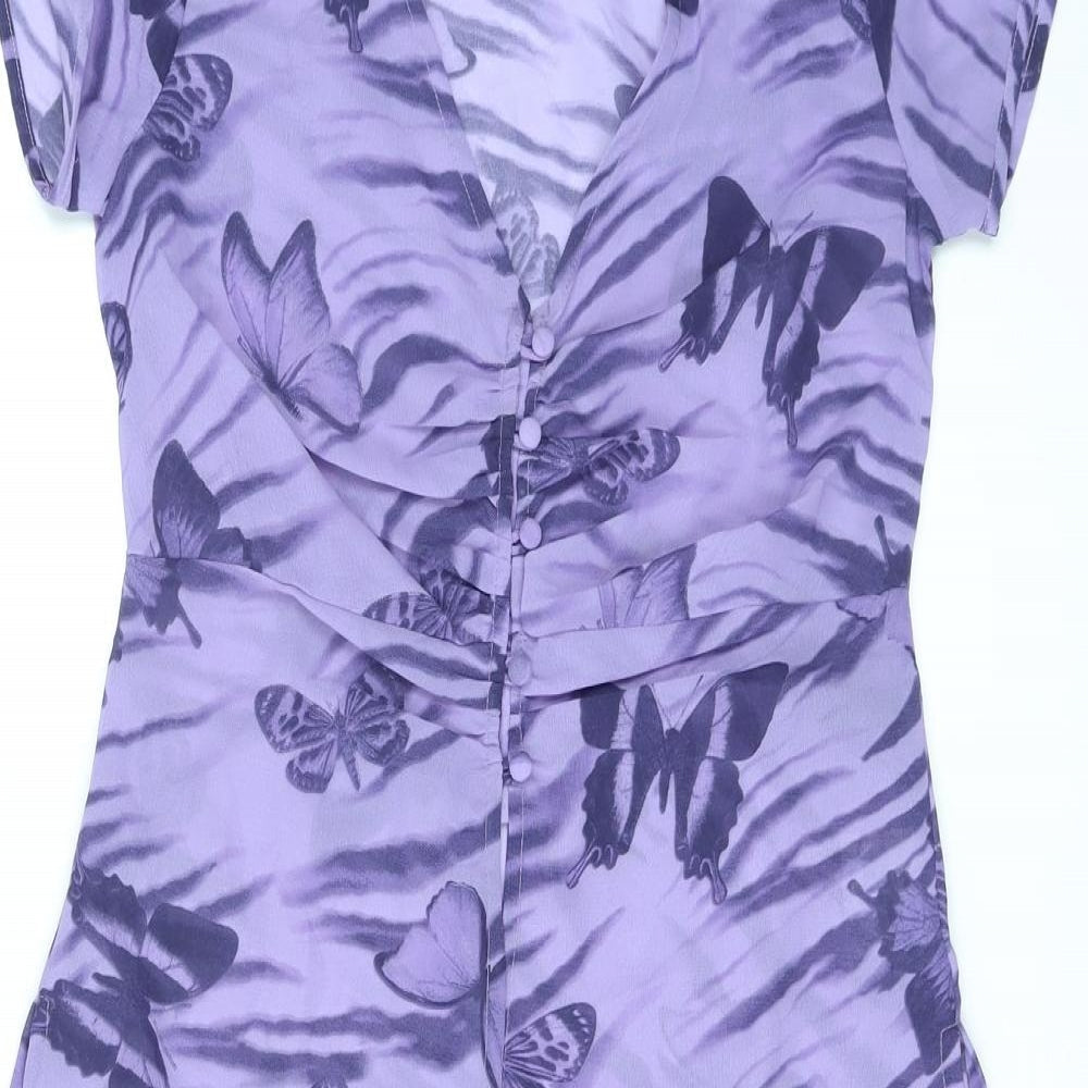 Womens UK Size 12 ASOS Purple Tunic Button-Up