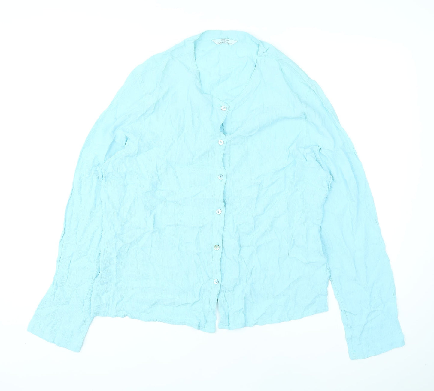 Womens UK Size 2 Marks and Spencer Blue Basic Button-Up