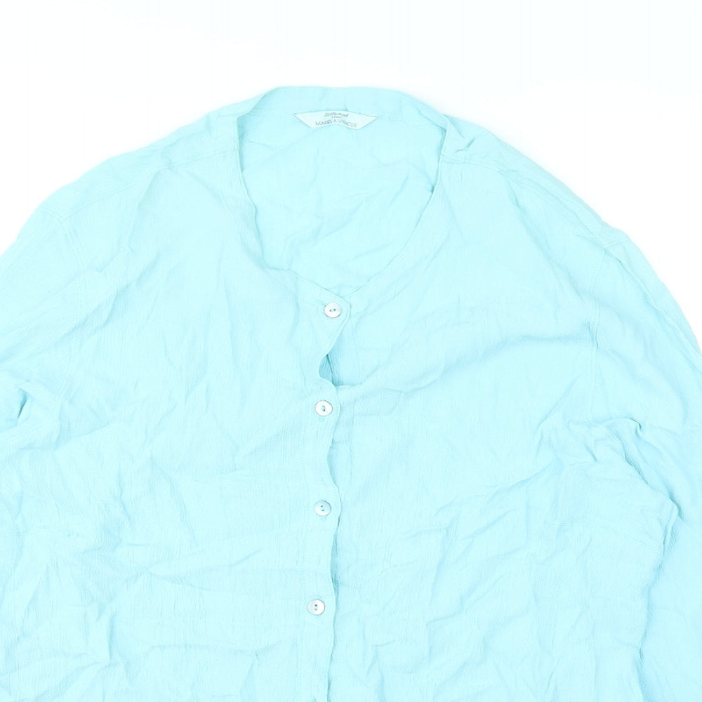 Womens UK Size 2 Marks and Spencer Blue Basic Button-Up