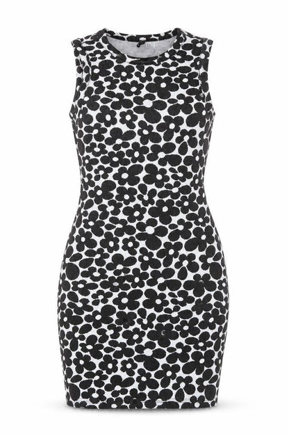 Divided by H&M Womens Black Floral Polyester Bodycon Size M Round Neck Pullover