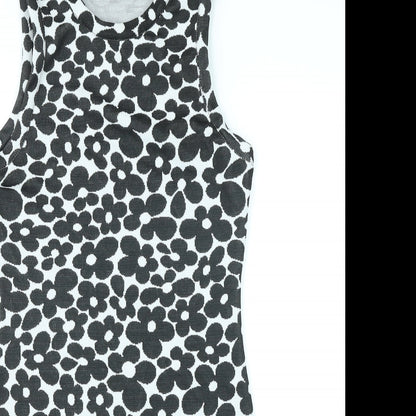 Divided by H&M Womens Black Floral Polyester Bodycon Size M Round Neck Pullover