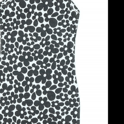 Divided by H&M Womens Black Floral Polyester Bodycon Size M Round Neck Pullover
