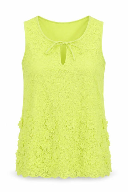 NEXT Womens Yellow Geometric Cotton Basic Tank Size 8 Round Neck