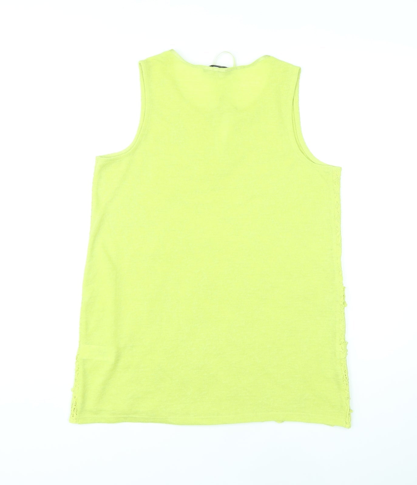 NEXT Womens Yellow Geometric Cotton Basic Tank Size 8 Round Neck