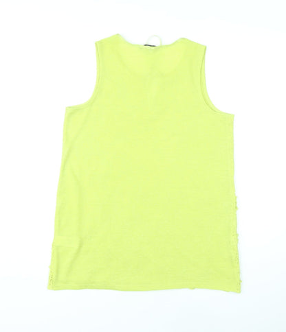 NEXT Womens Yellow Geometric Cotton Basic Tank Size 8 Round Neck