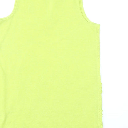 NEXT Womens Yellow Geometric Cotton Basic Tank Size 8 Round Neck